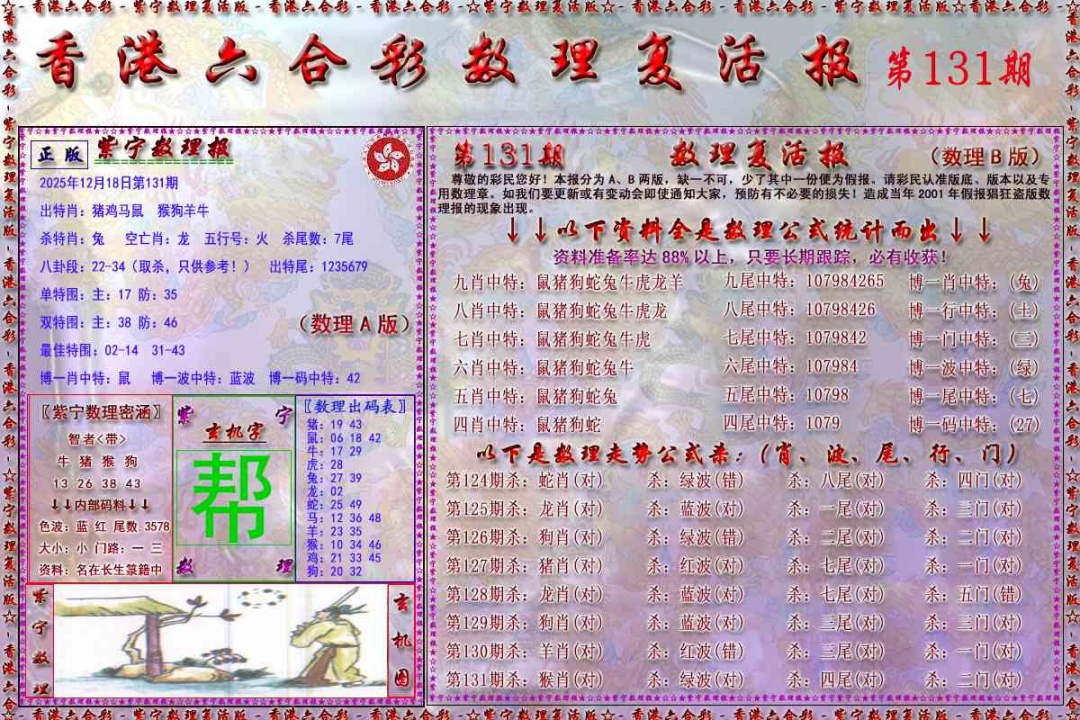 六合彩131期数理复活报