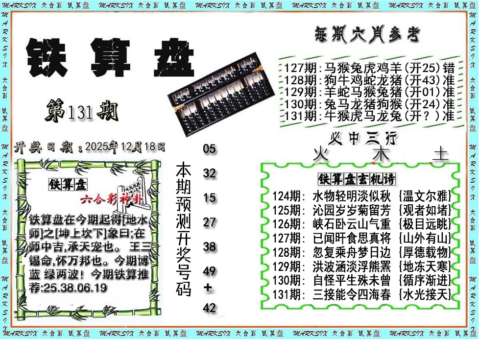 六合彩131期铁算盘