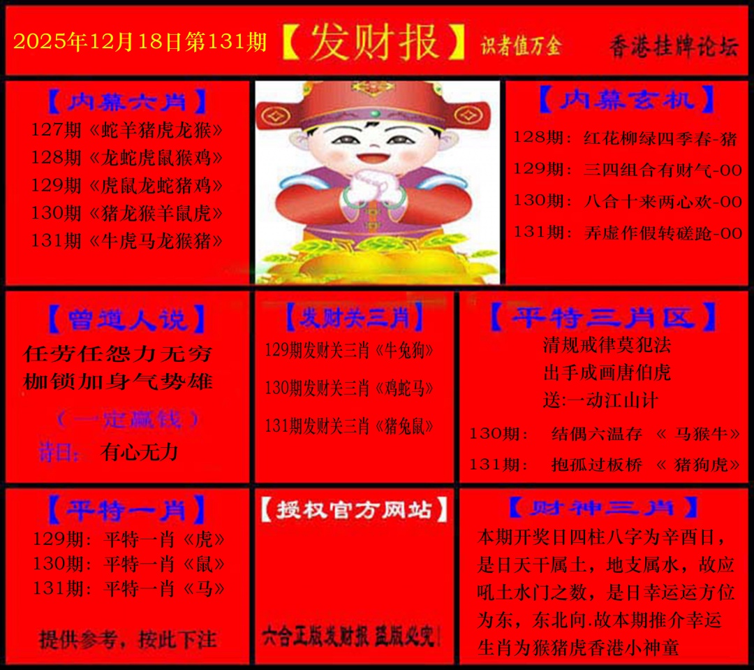 六合彩131期发财报