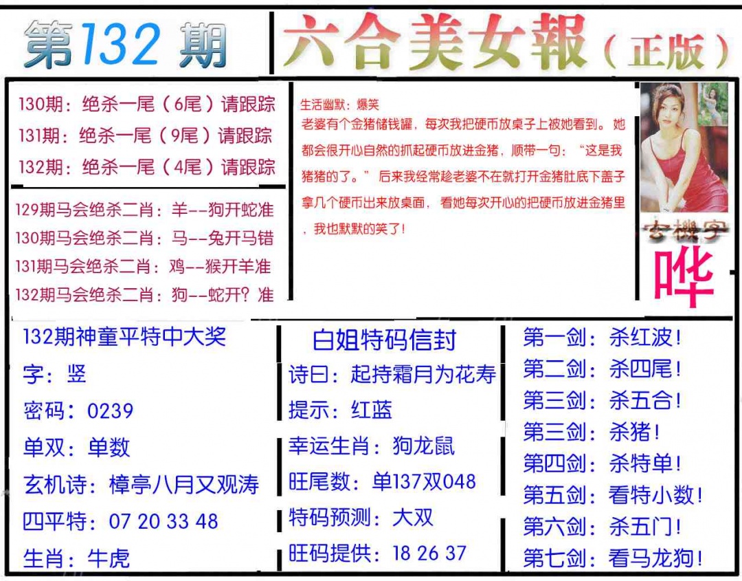 六合彩132期美女报
