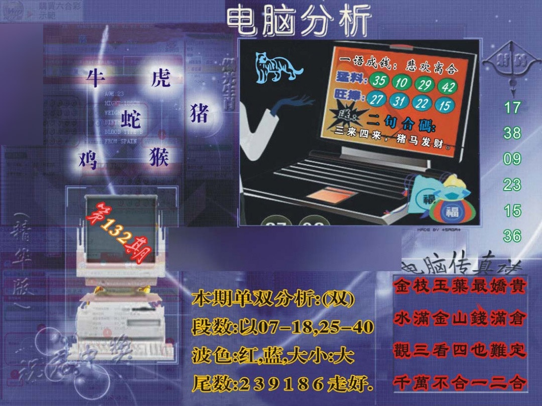 六合彩132期正版电脑分析贴士