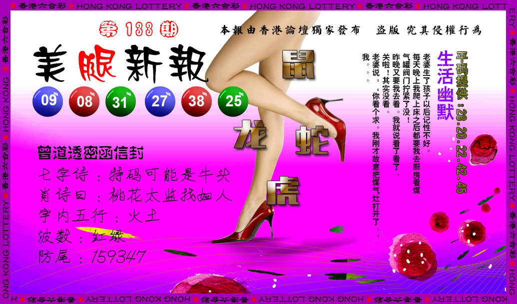 六合彩133期美腿新报
