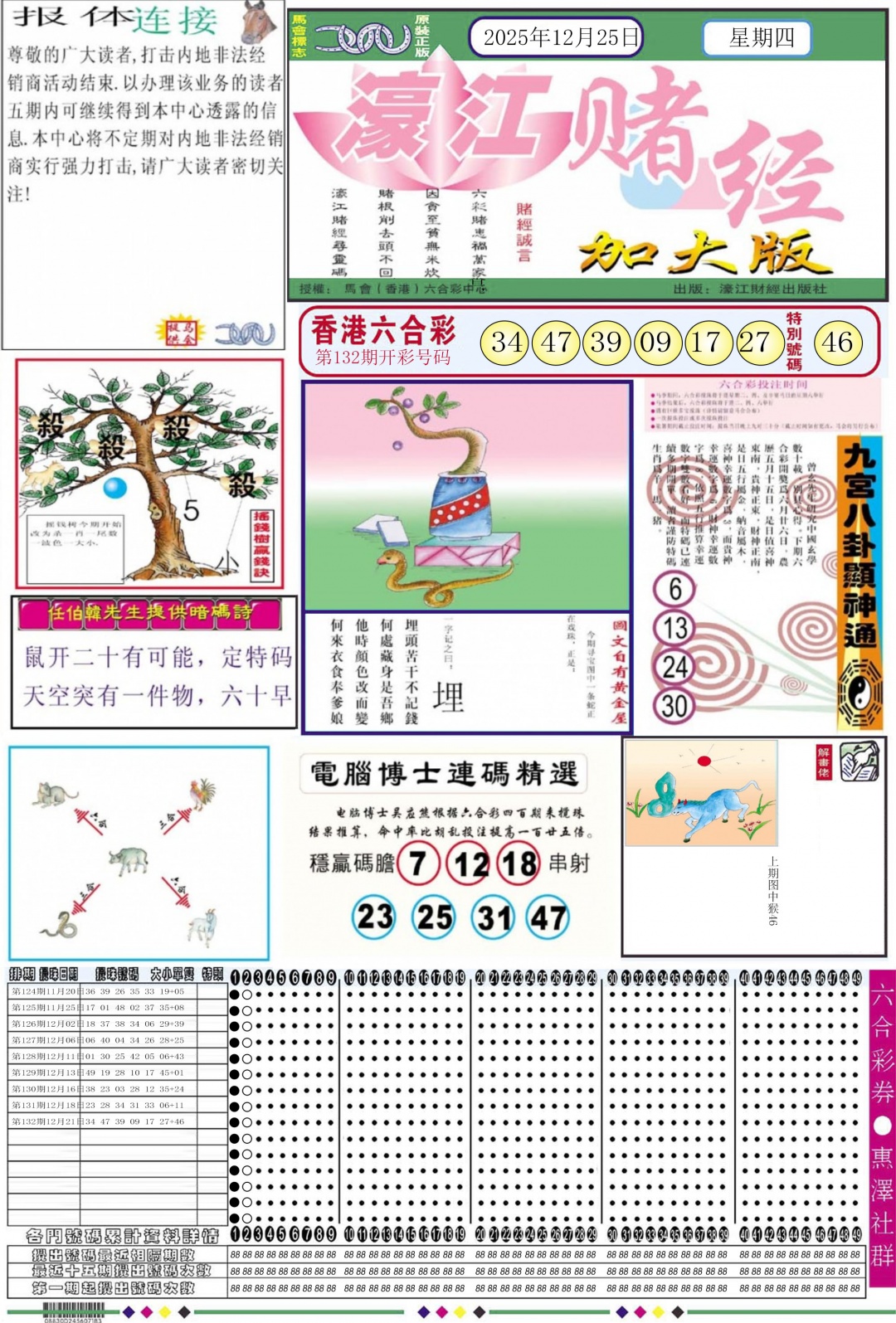 六合彩133期濠江赌经A加大版