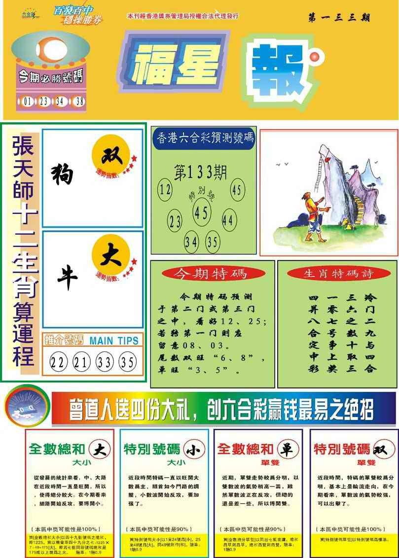 六合彩133期福星报