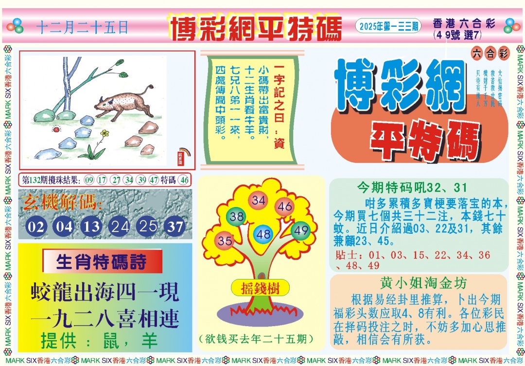 六合彩133期博彩网平特报记录