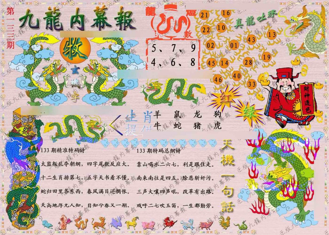 六合彩133期正版九龙内幕报