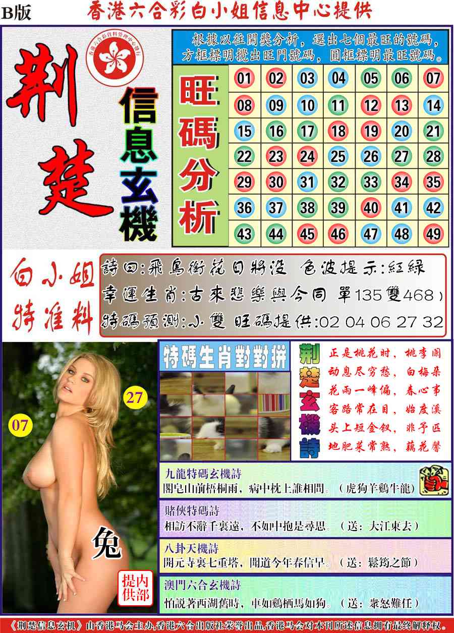 六合彩134期荆楚信息玄机B