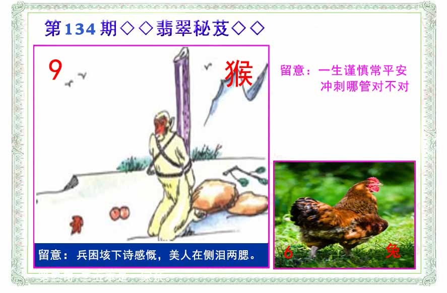 六合彩134期翡翠报