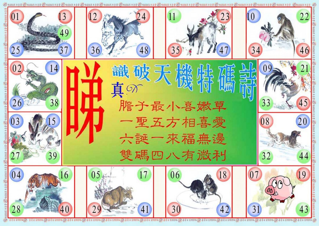 六合彩134期识破天机B版