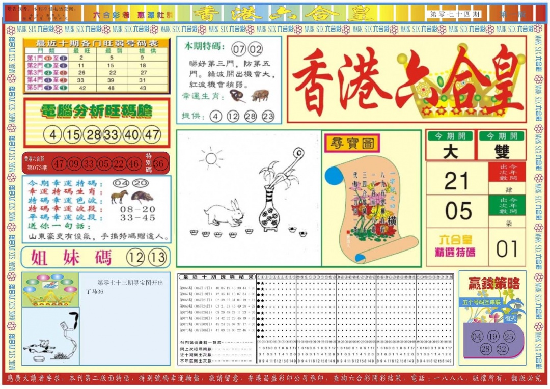 六合彩074期香港六合皇A