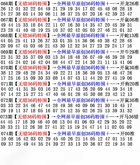 六合彩074期36码特围