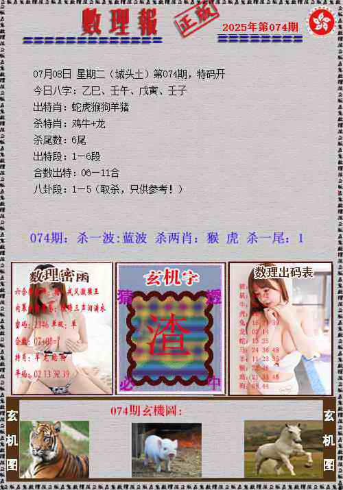 六合彩074期数理报