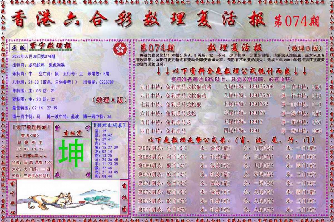 六合彩074期数理复活报