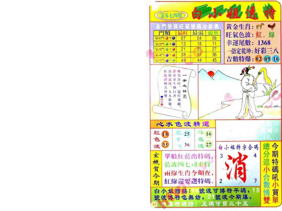 六合彩074期白小姐透特
