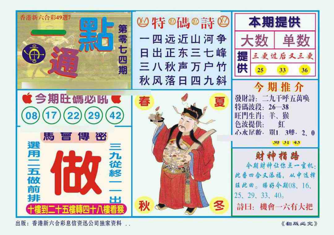 六合彩074期一点通（新图）