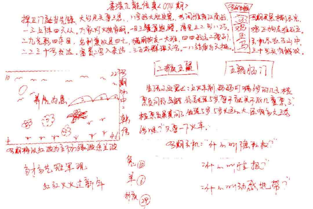 六合彩074期九龙传真(手写)