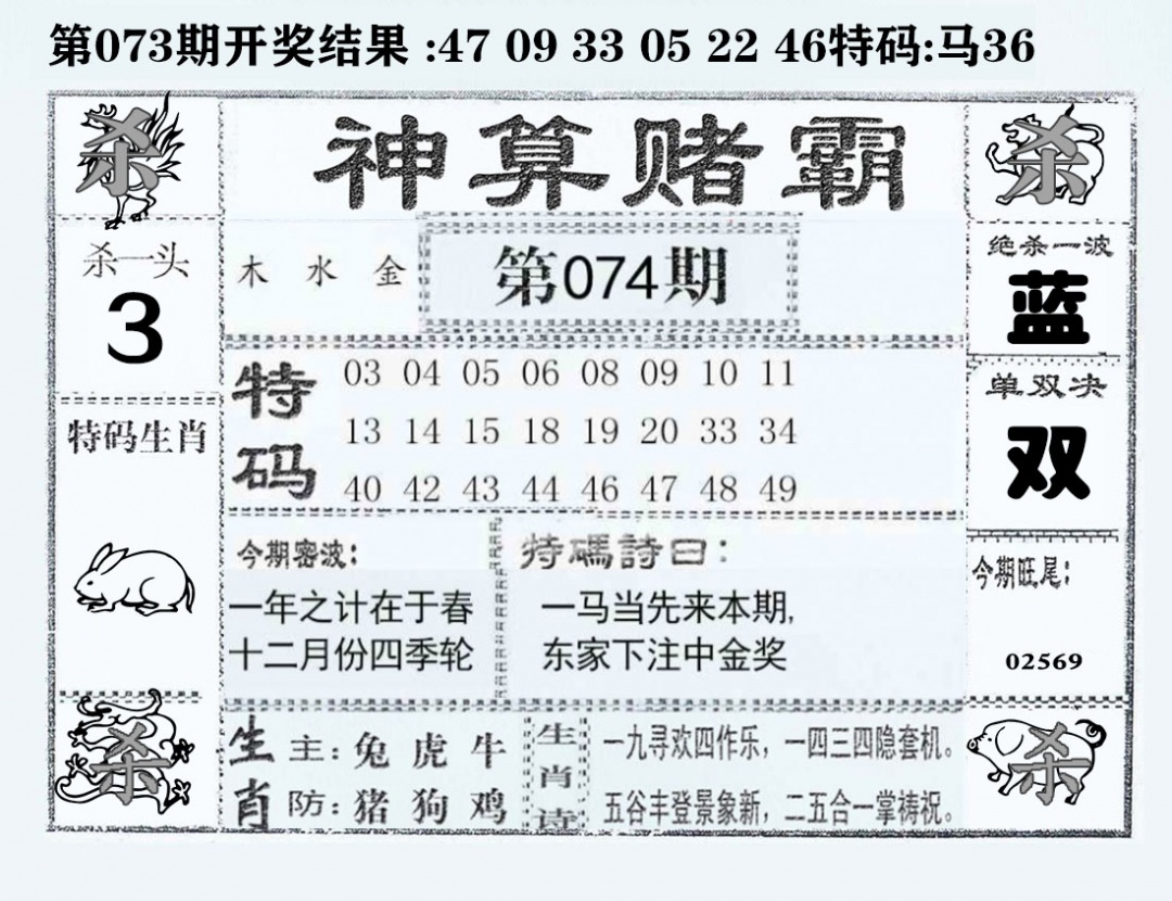六合彩074期神算赌霸