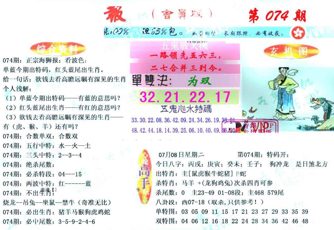 六合彩074期新五鬼玄机