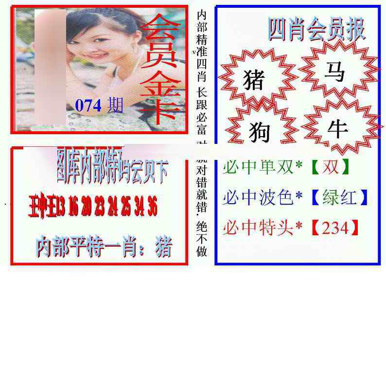 六合彩074期马经四肖会员报(新图)