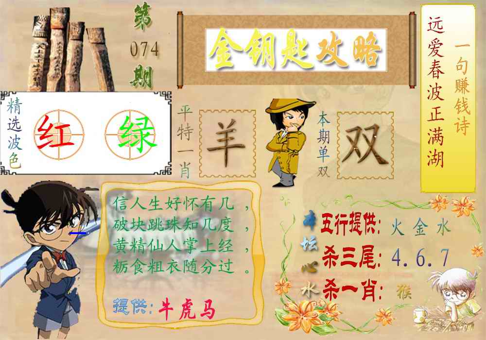 六合彩074期金钥匙攻略