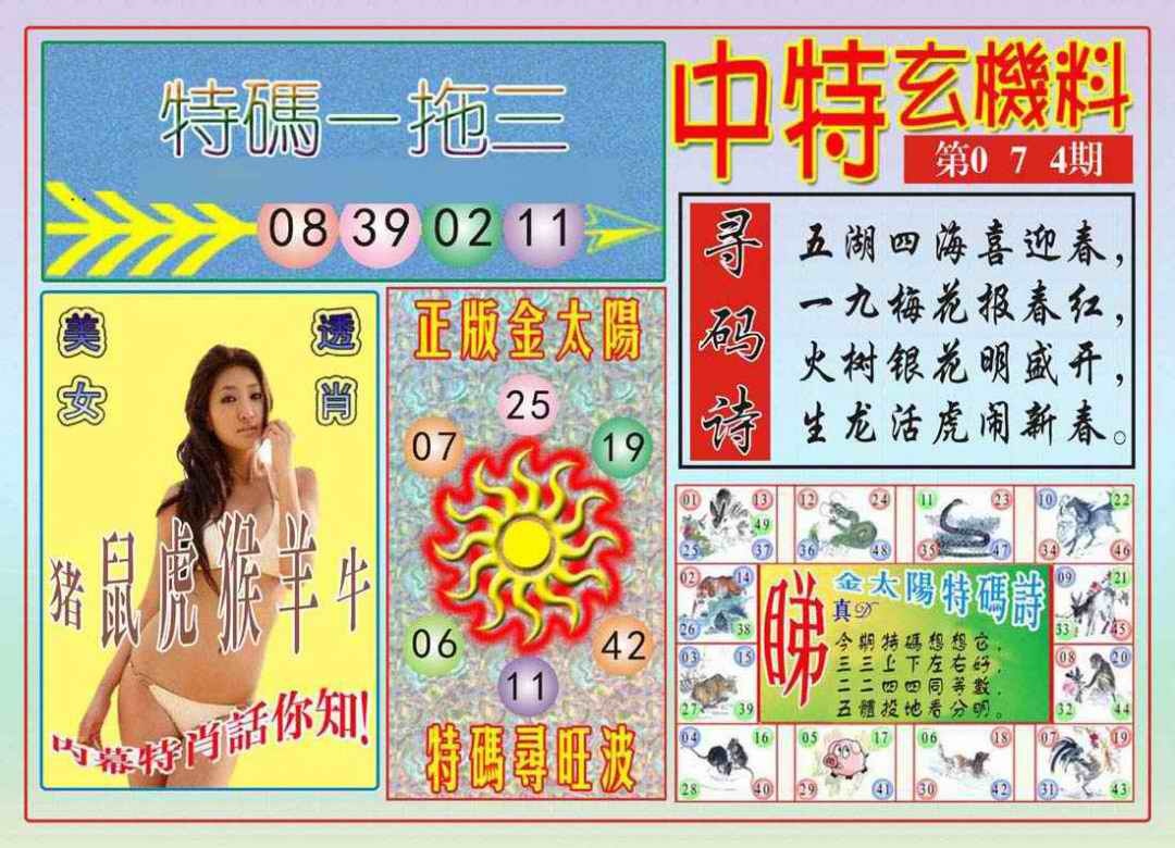 六合彩074期中特玄机料