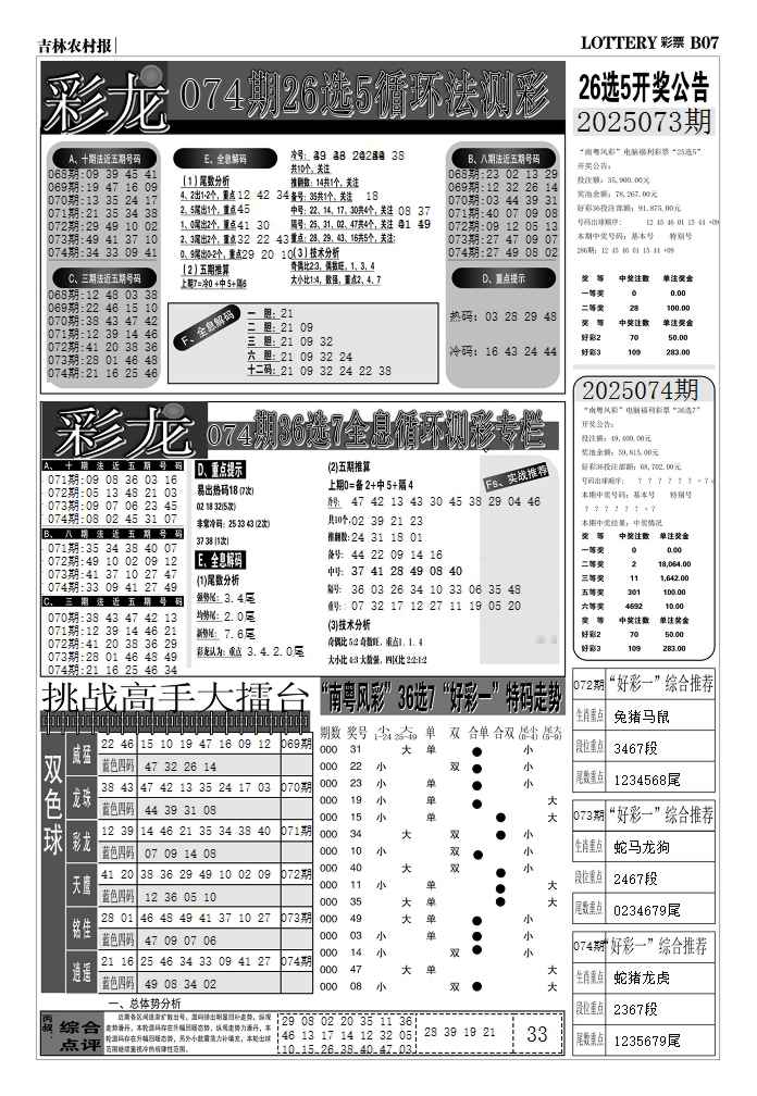 六合彩074期七星彩图(高清)D