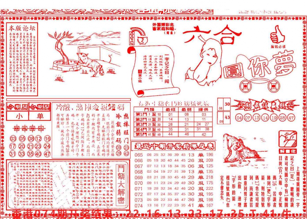 六合彩075期六合圆你梦A
