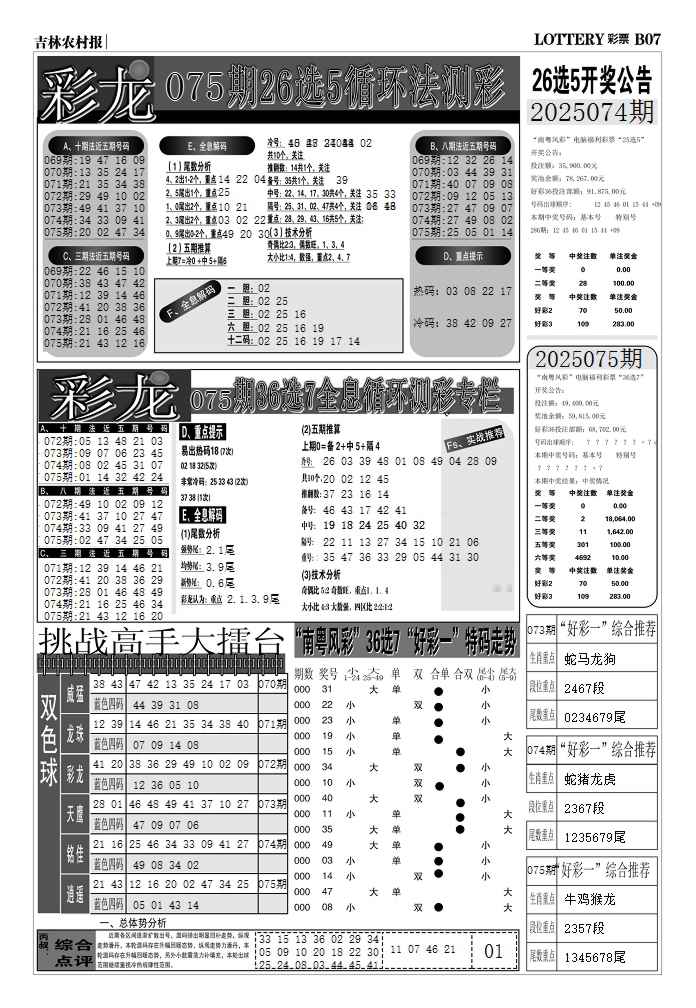 六合彩075期七星彩图(高清)D