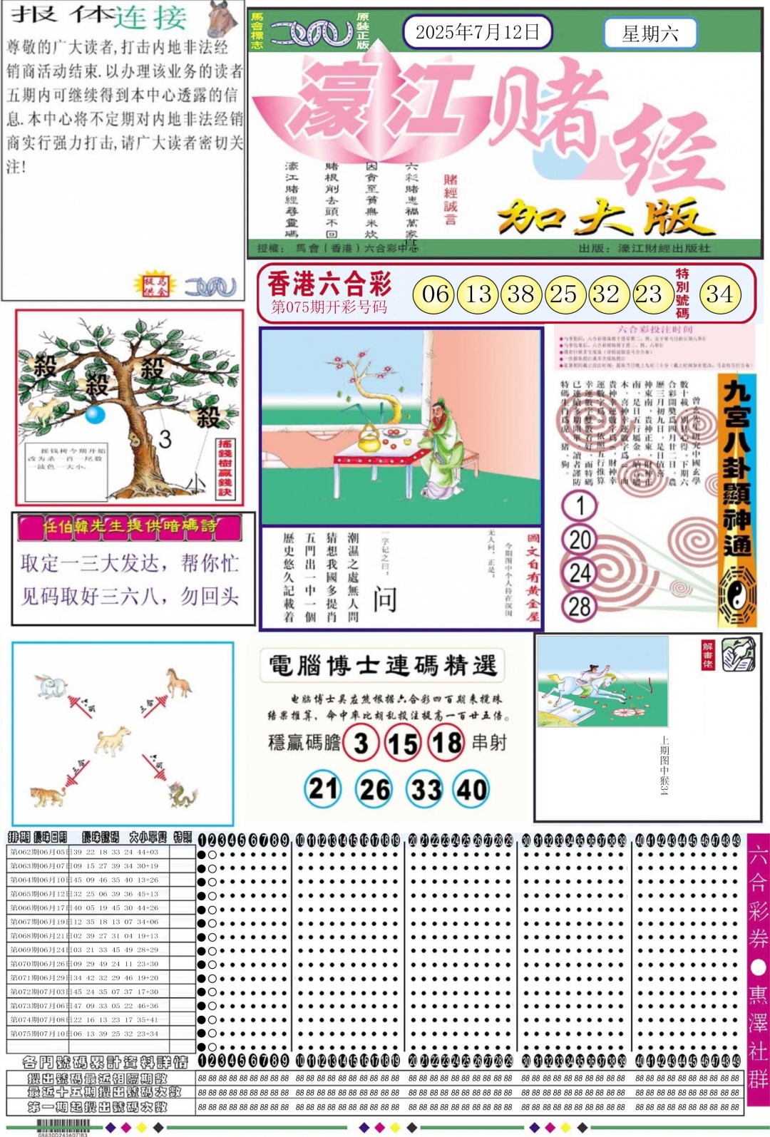 六合彩076期濠江赌经A加大版