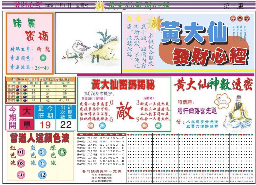 六合彩076期发财心经A