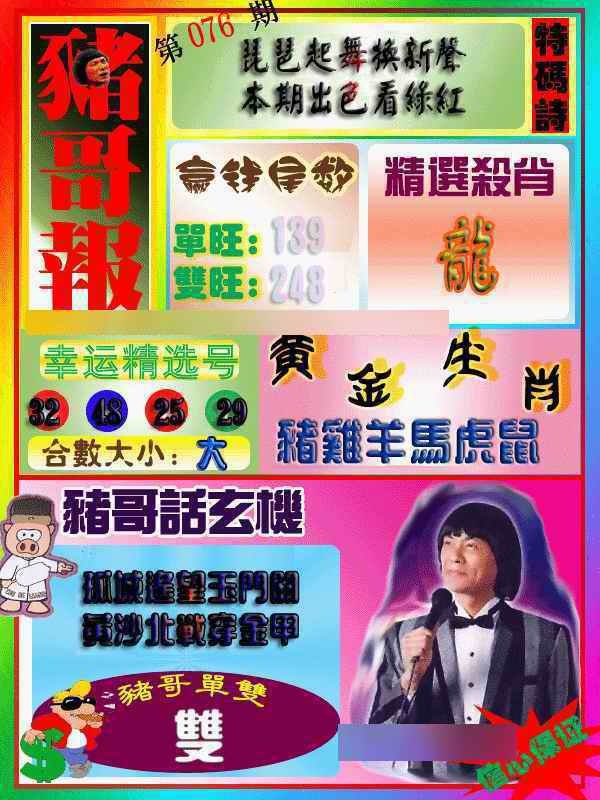 六合彩076期猪哥报