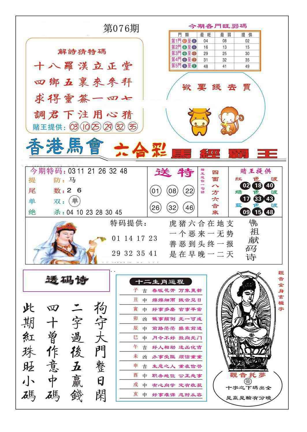 六合彩076期马经霸王