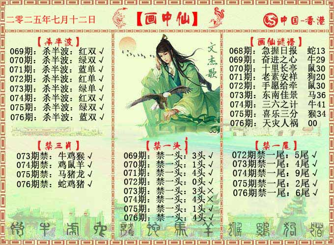 六合彩076期画中仙报