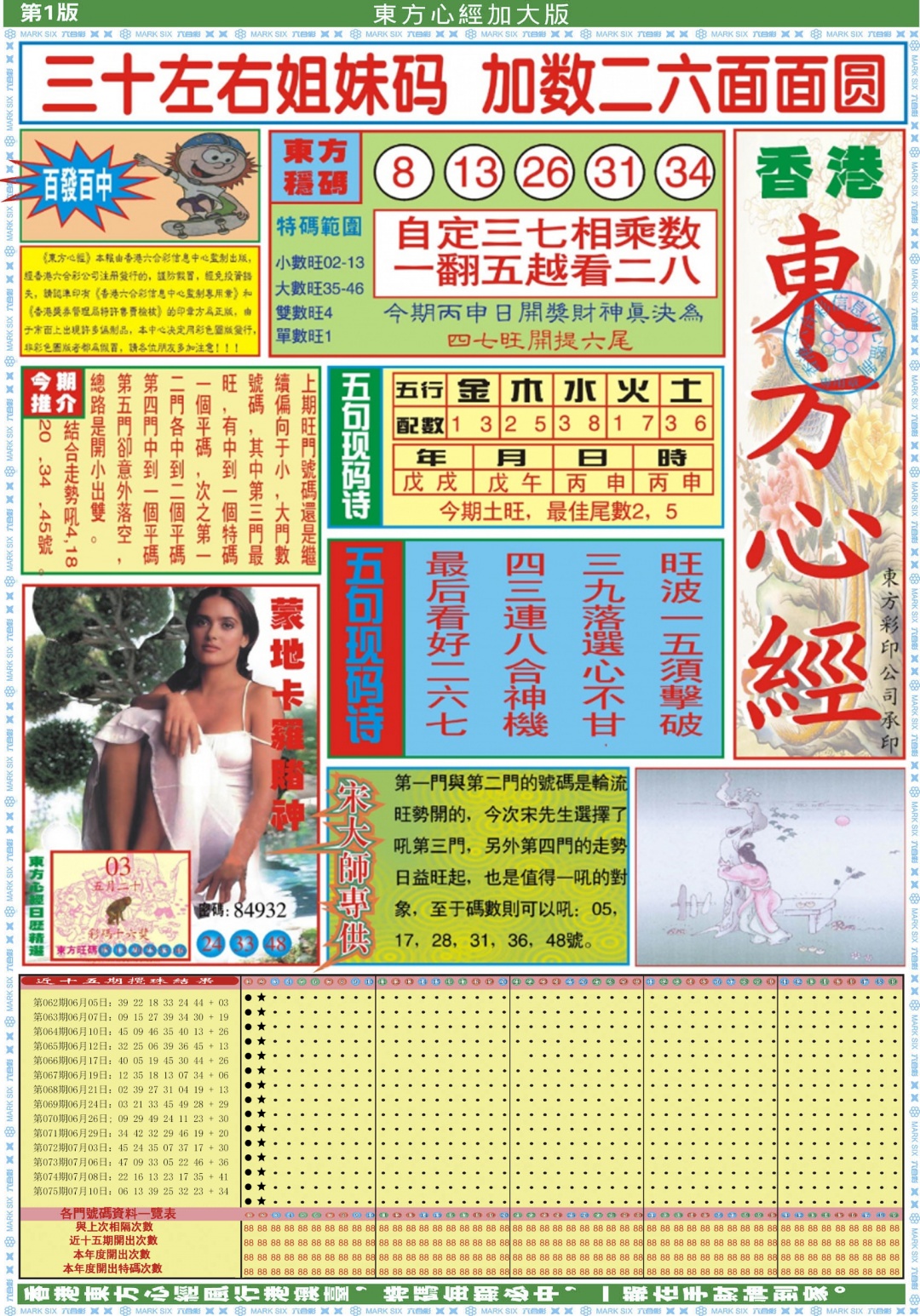 六合彩076期东方心经A加大版