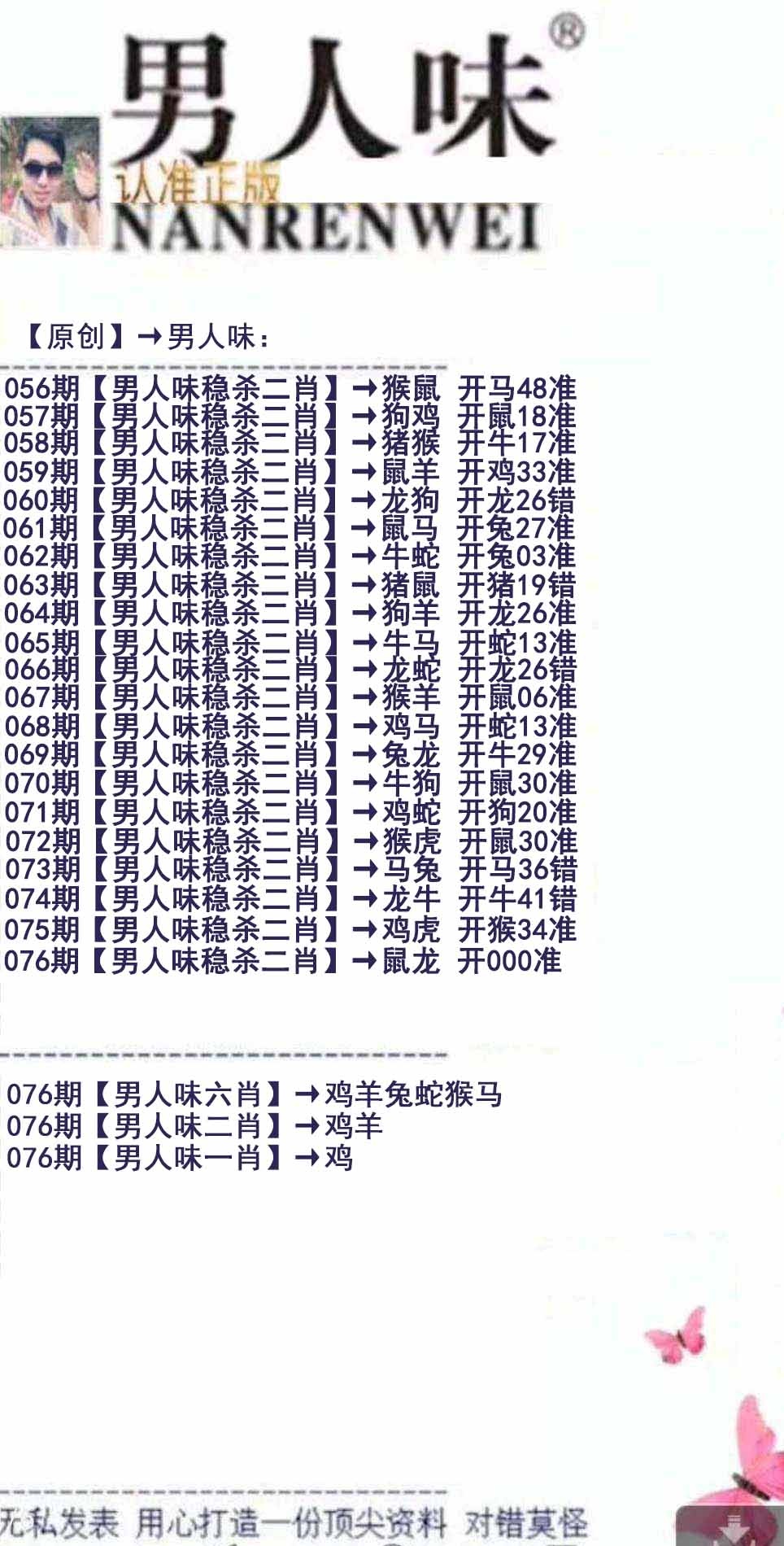 六合彩076期男人味