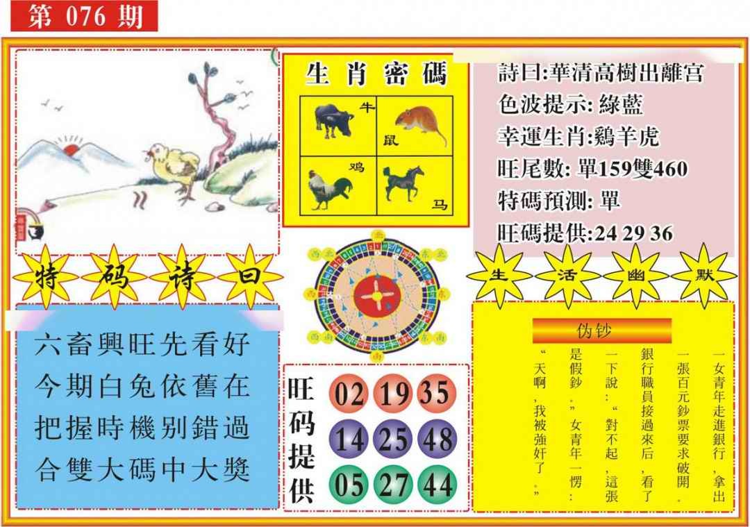 六合彩076期台湾八卦解宝图
