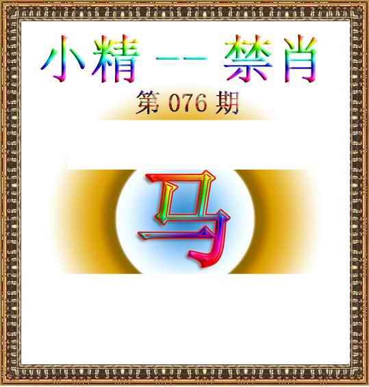 六合彩076期小精禁肖