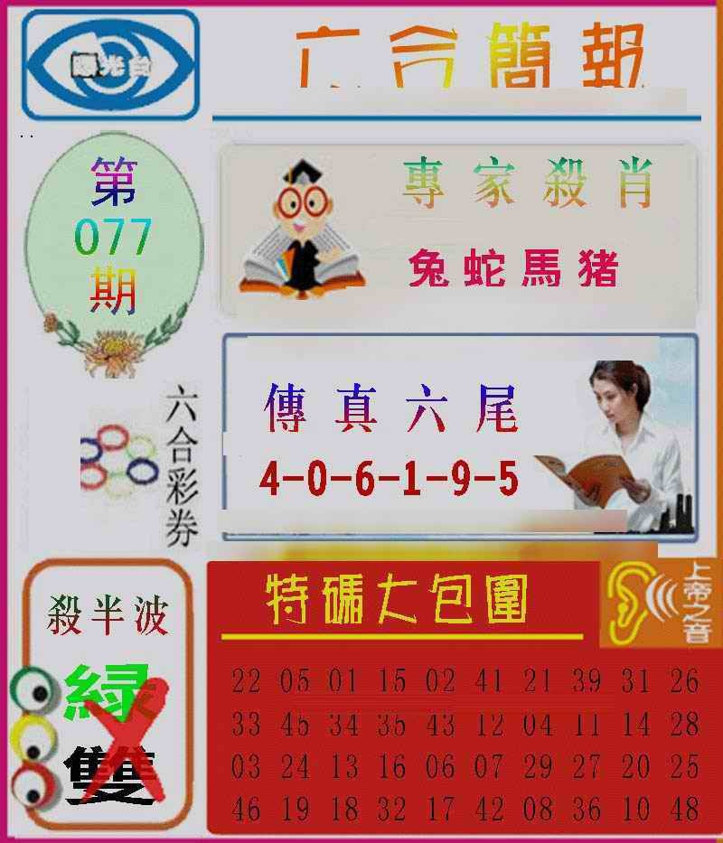 六合彩077期六合简报