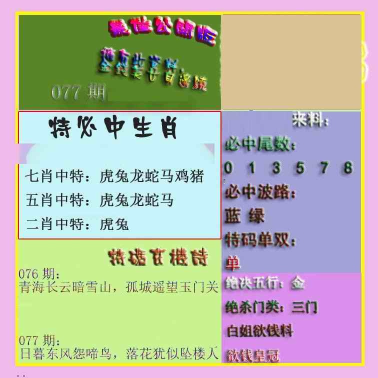六合彩077期波肖门尾最佳公开版