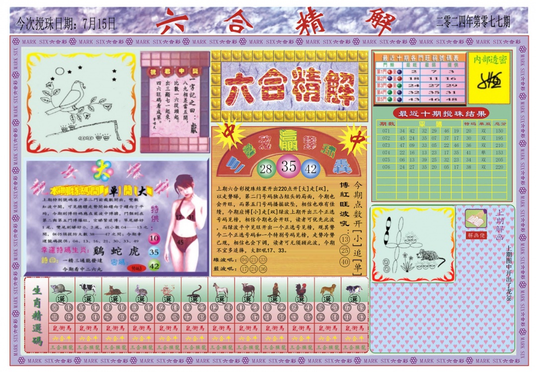 六合彩077期六合精解A
