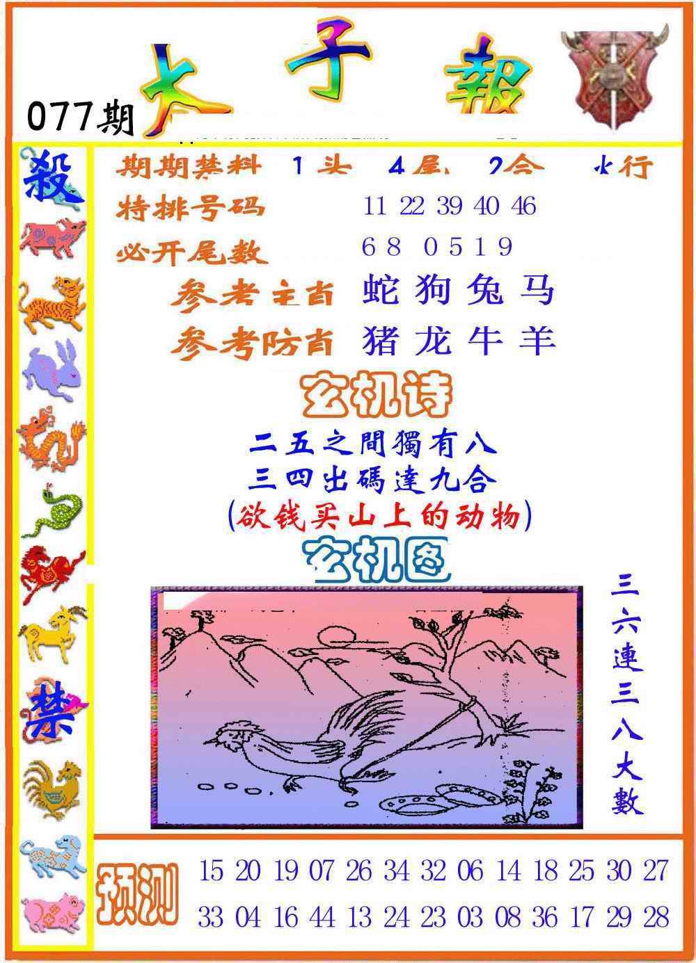 六合彩077期太子报