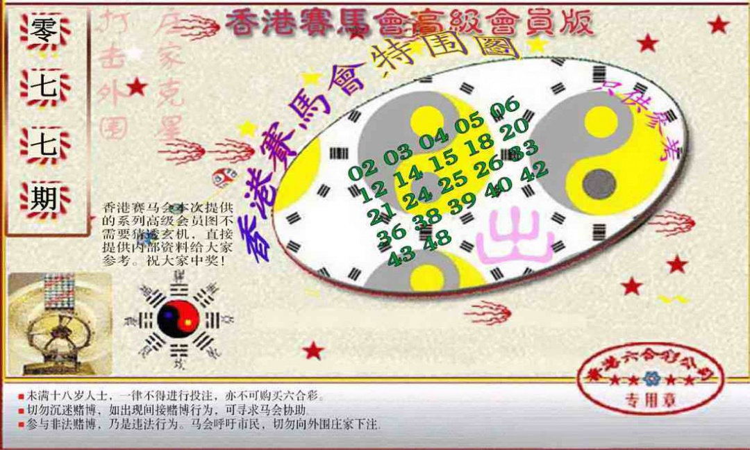 六合彩077期赛马会高级特围图(新）