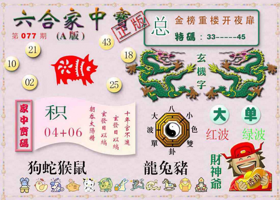 六合彩077期六合家中宝A