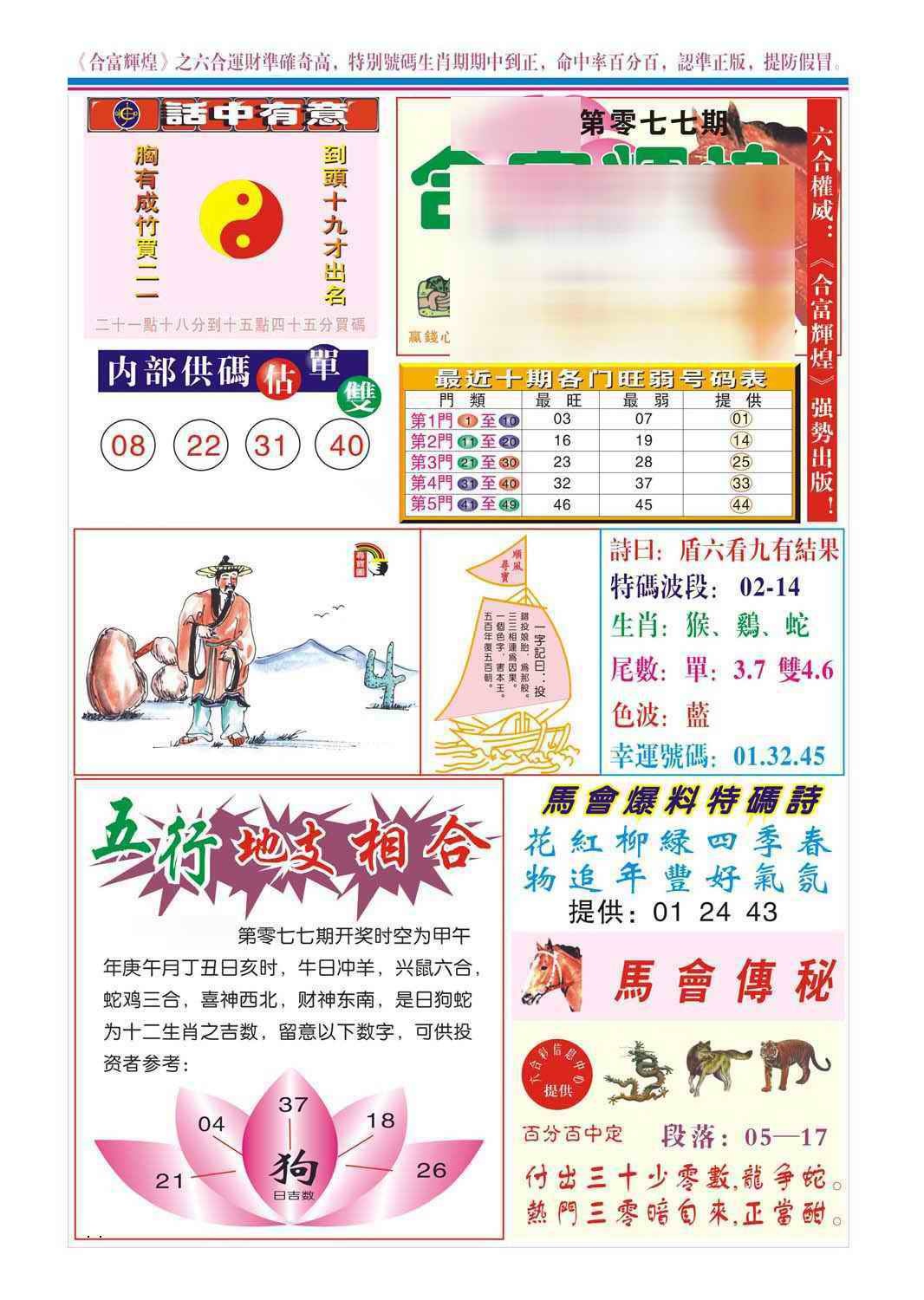 六合彩077期合富辉煌(新图)
