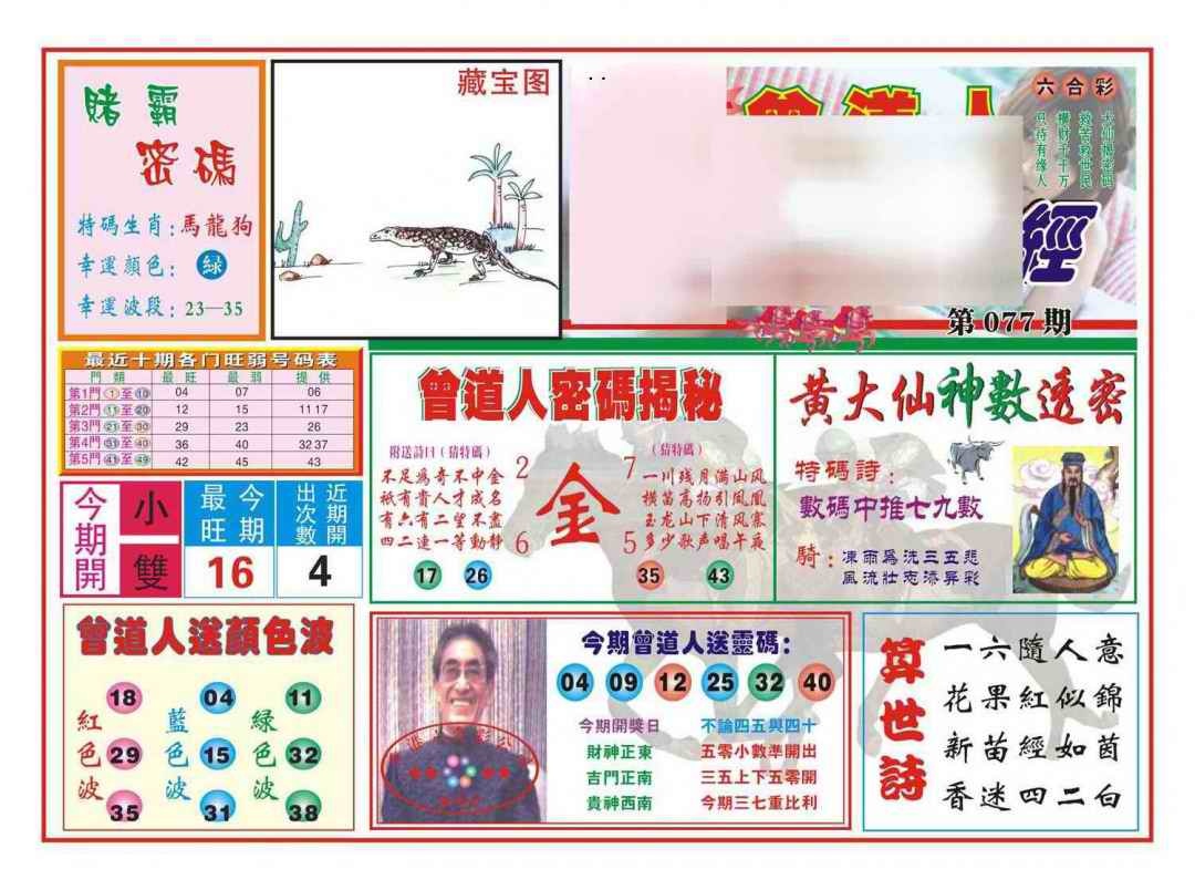 六合彩077期赢钱一经(新图)