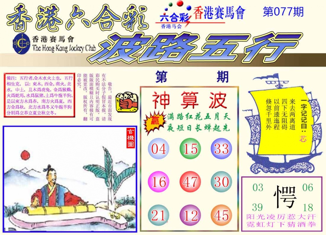 六合彩077期波路五行