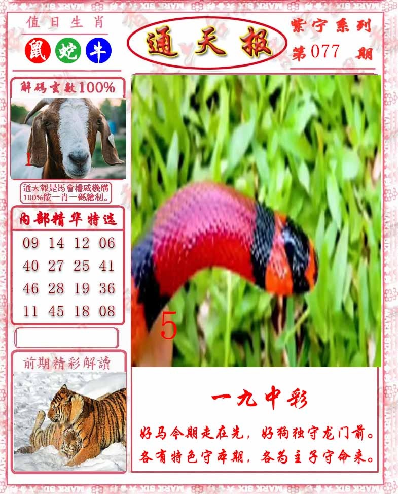 六合彩077期救通报