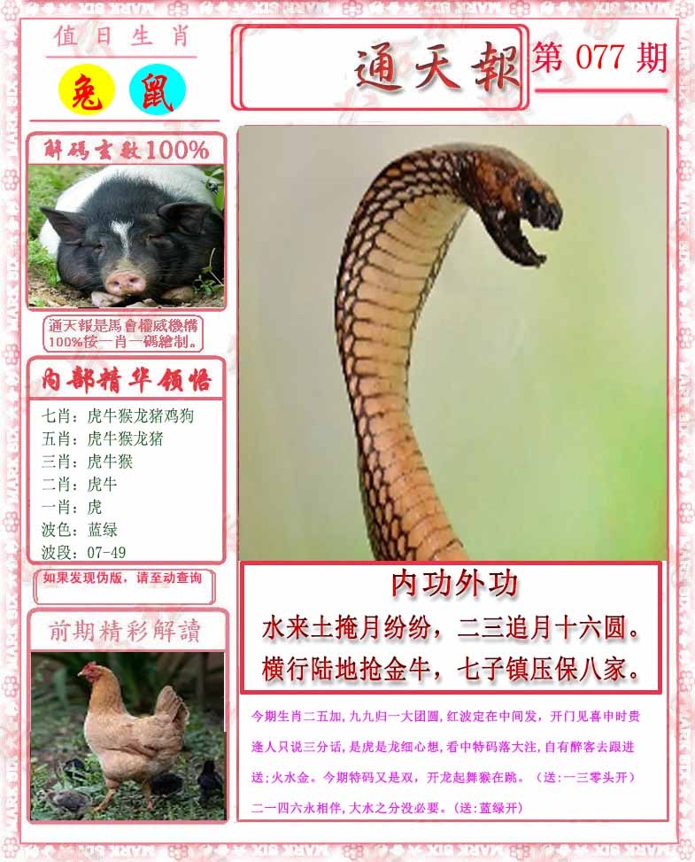 六合彩077期马经通天报