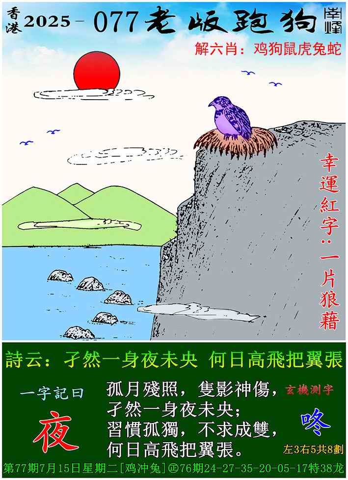 六合彩077期老版跑狗图