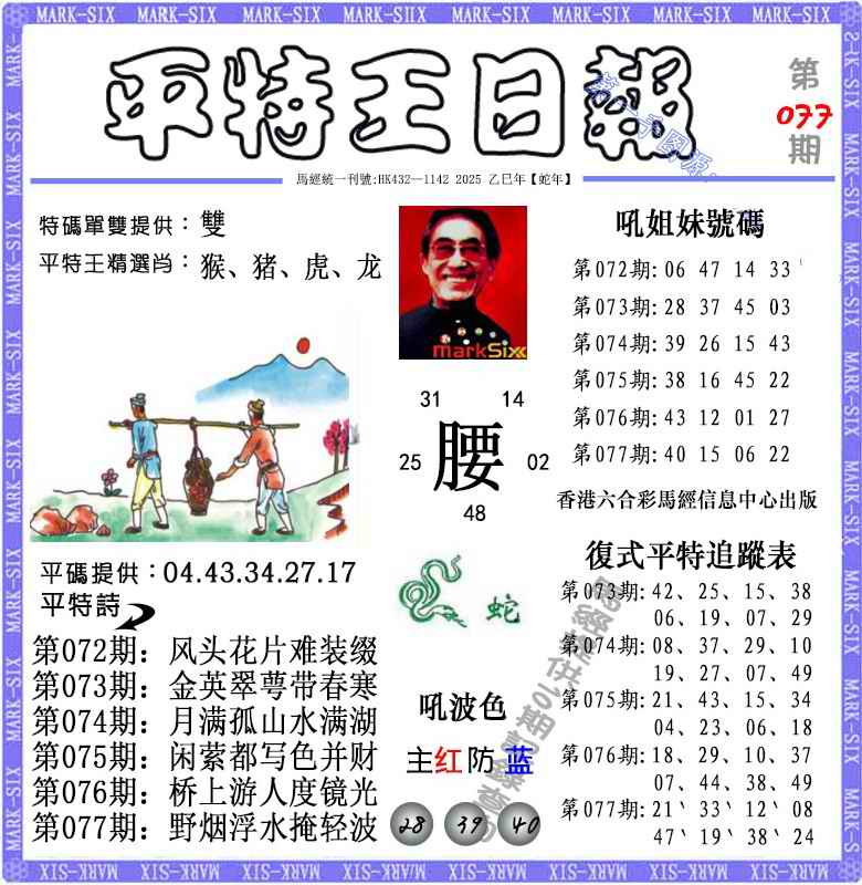 六合彩077期平特王日报（荐）